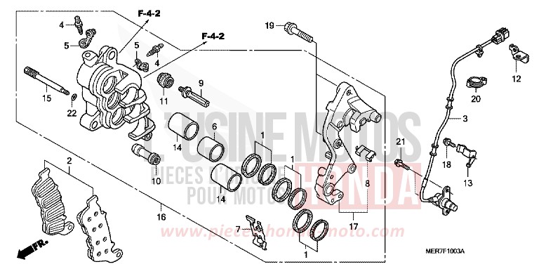 FRONT BRAKE CALIPER (R.) (CBF600SA8/NA8) for CBF600N ABS QUASAR SILVER METALLIC (NHA48) from 2008